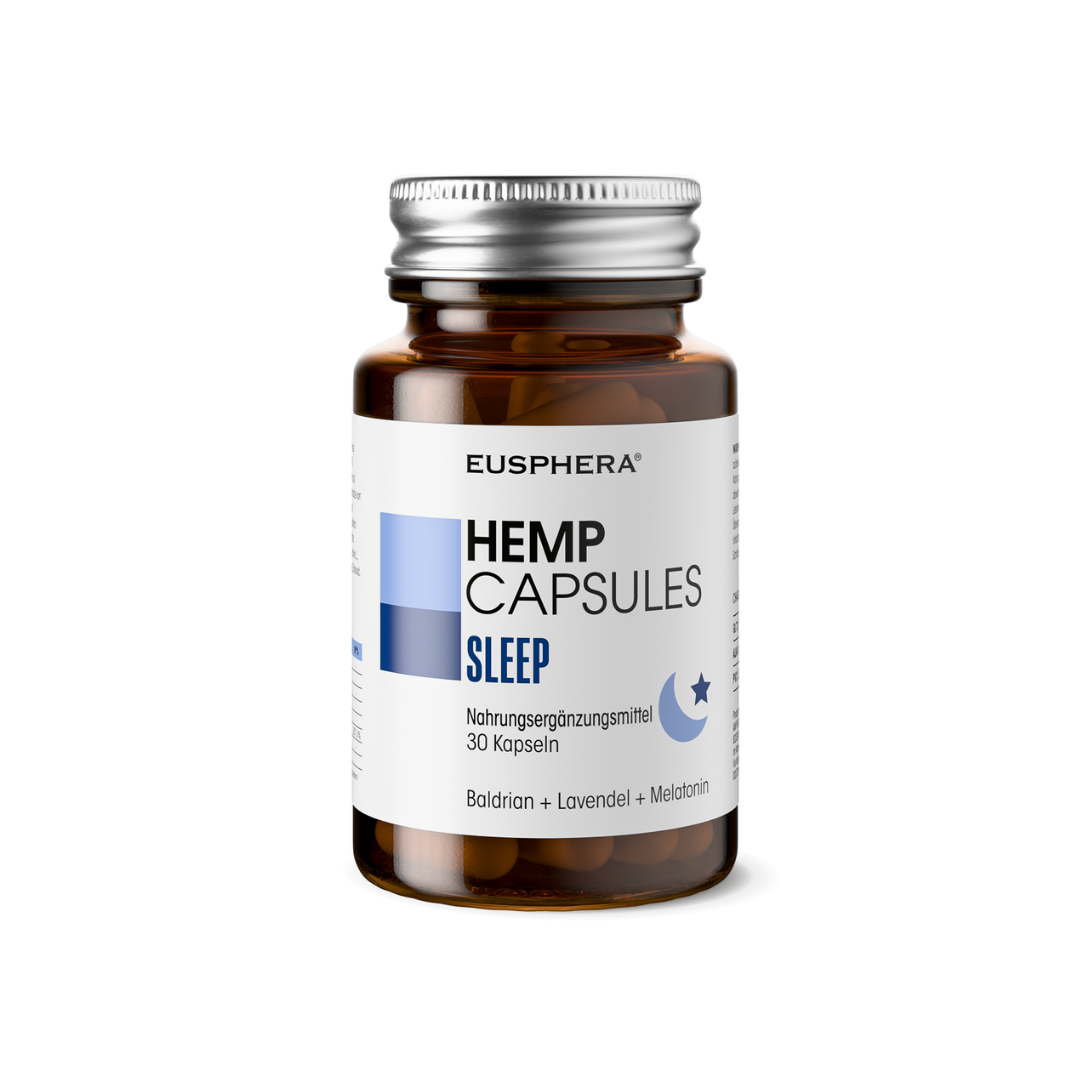 EU4SLEEP - Natürliches Schlafpräparat mit GABA, Baldrian und Vitamin B6 - 20 Kapseln