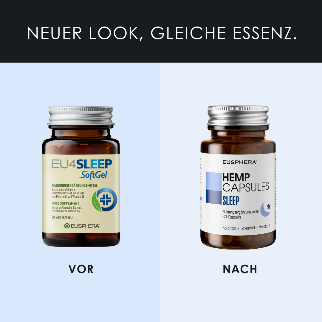 EU4SLEEP - Natürliches Schlafpräparat mit GABA, Baldrian und Vitamin B6 - 20 Kapseln
