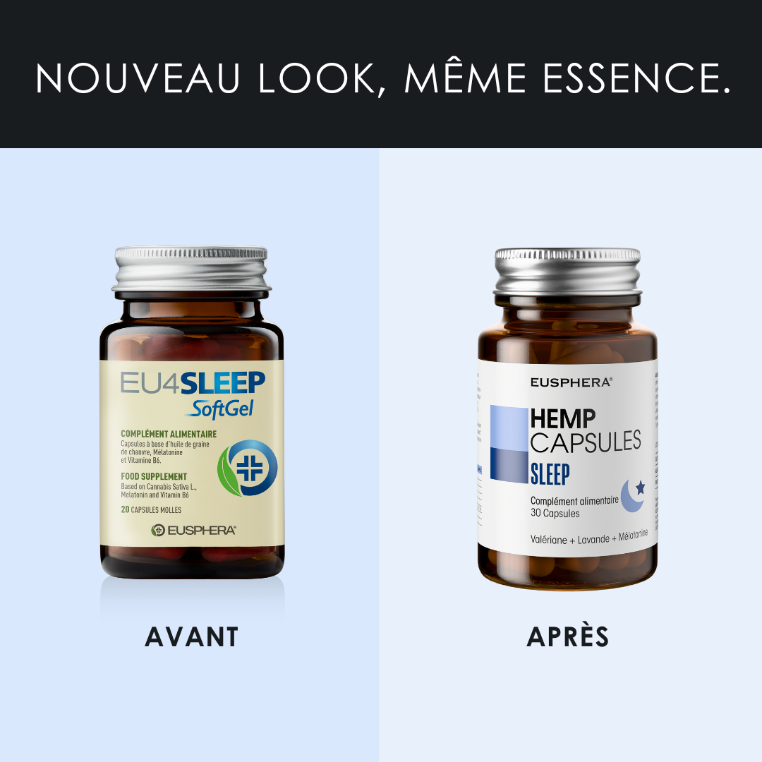 CAPSULES EU4SLEEP - Supplément naturel de sommeil avec GABA, Valériane et Vitamine B6 - 20 cps