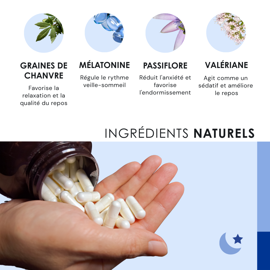 CAPSULES EU4SLEEP - Supplément naturel de sommeil avec GABA, Valériane et Vitamine B6 - 20 cps