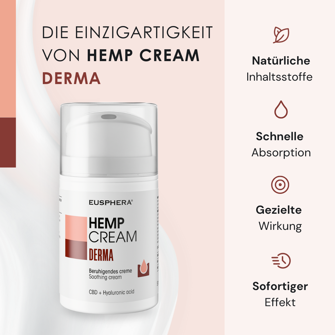 EU4DERMA - Natürliche Beruhigungscreme für Gesicht und Körper bei Ekzemen, Akne und Schuppenflechte - 50 ml